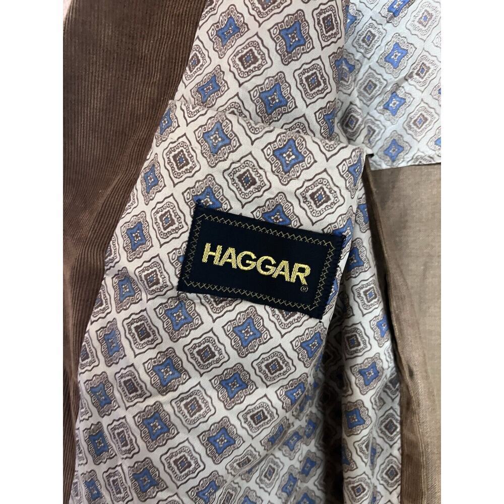 Corduroy Men Blazer Sport Coat Jacket Vintage 80s Haggar Sz 46 Brown Suit - Picture 12 of 13